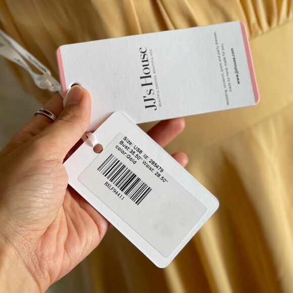 NWT JJ's House Yellow Gold 50s Style Chiffon Convertible Cocktail Dress Size 8 - Picture 6 of 8